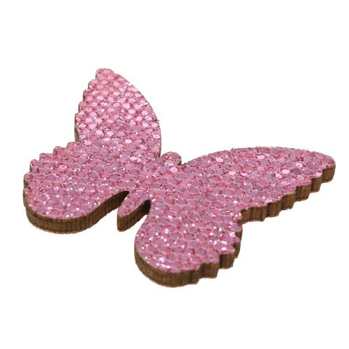 Prodotto Decorazione da controllare Butterfly Pink-Glitter 5/4 / 3cm 24pcs