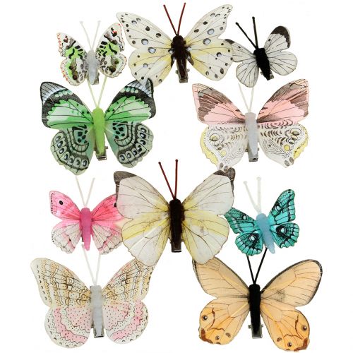 Floristik24 Farfalla decorativa su clip assortiti 5 cm - 8 cm 10 pezzi