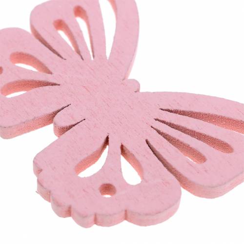Floristik24 Farfalla sparsa bianca, gialla, rosa assortita in legno 5cm 40p