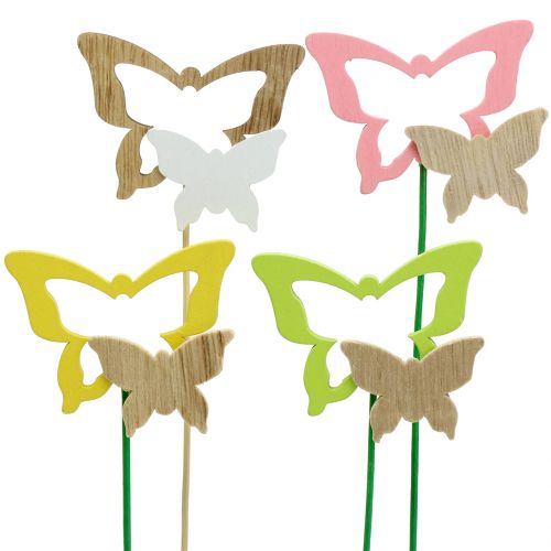 Floristik24 Tappo decorativo farfalla colori assortiti H24cm 24 pz
