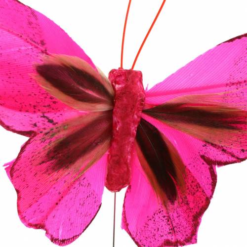 Prodotto Farfalla piuma con filo 7cm rosa viola 24pz