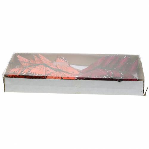 Floristik24 Farfalla piuma con filo color salmone e viola 10cm 12 p