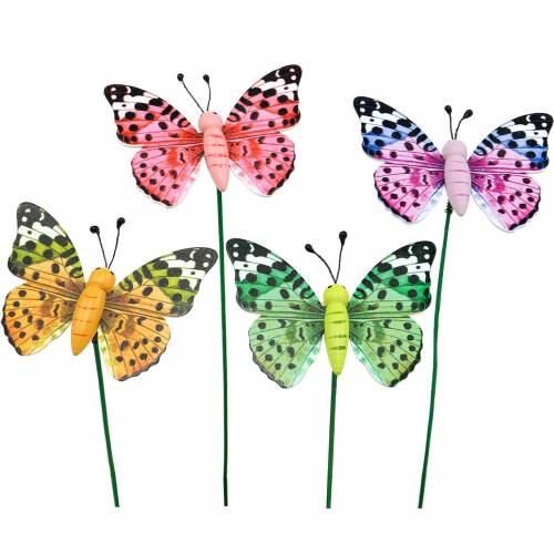 Prodotto Farfalla decorativa su bastoncino con tappo a fiore decorazione a molla 16 pezzi