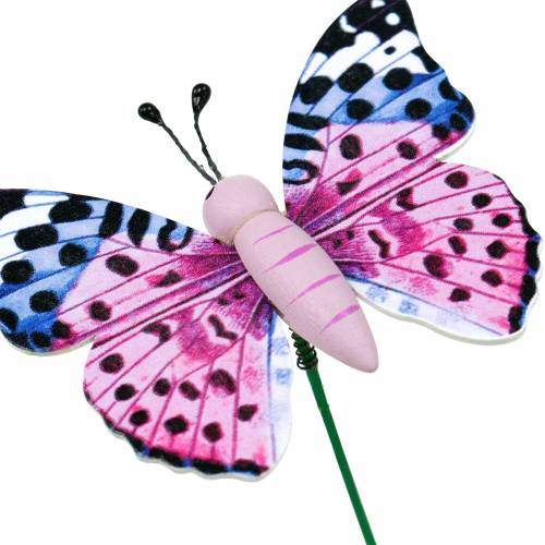 Prodotto Farfalla decorativa su bastoncino Tappo fiore Decorazione primaverile 16 pezzi