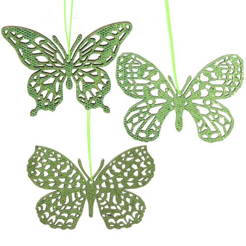 Decorazione da appendere Butterfly Green Glitter8cm 12pcs
