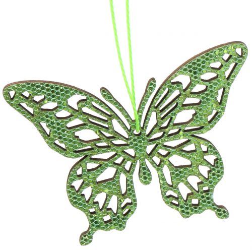 Prodotto Decorazione da appendere Butterfly Green Glitter8cm 12pcs