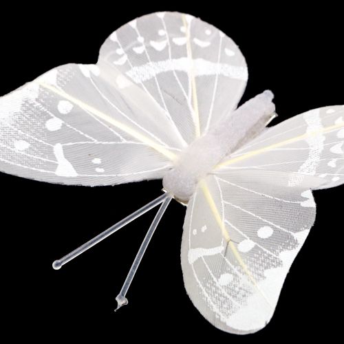 Floristik24 Farfalla sulla clip Bianco 8 cm 8 pezzi