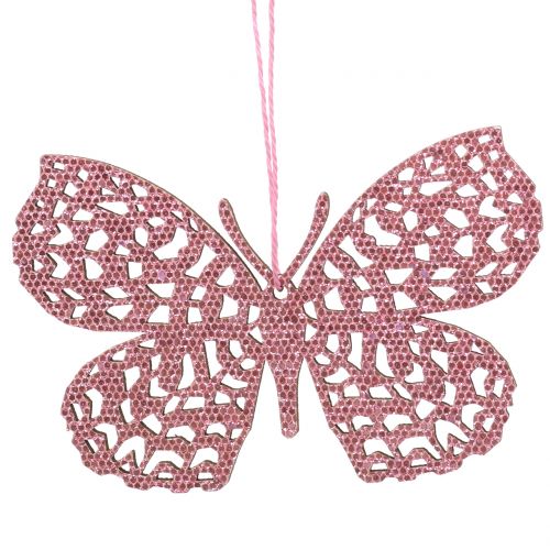Appendiabiti Deco farfalla rosa glitter 8cm 12pz