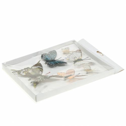 Floristik24 Farfalla decorativa con clip in metallo natura assortita H4,9cm/5,8cm/7,4cm 6pz