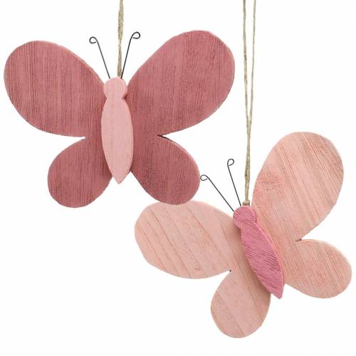 Farfalla per appendere legno rosa 13 cm x 22 cm 2 pezzi