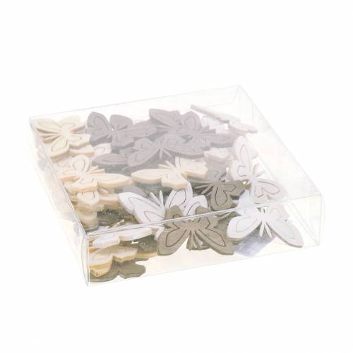 Floristik24 Farfalle In Legno Bianco, Crema, Marrone Assortiti 4 cm 72 pz Decorazione Tavola Primavera