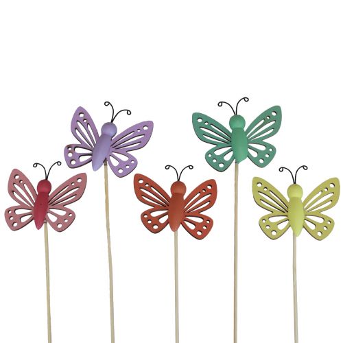 Floristik24 Tappi per fiori decorazione primaverile Farfalle decorative in legno 6×8 cm 10pz