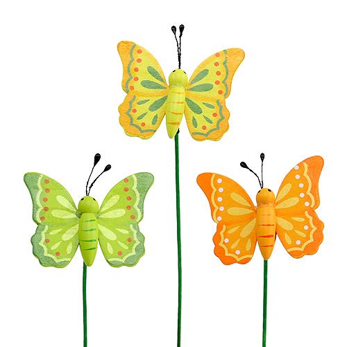 Farfalla in legno sul tipo di asta. 6,5 cm L 25 cm 18 pezzi
