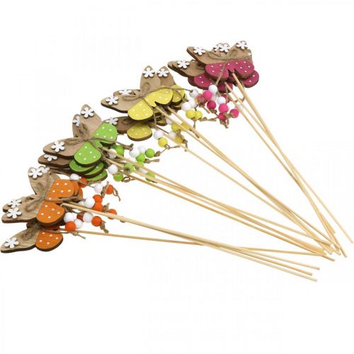Floristik24 Tappo fiore farfalla decorazione in legno da incollare 7×5 cm 16 pz