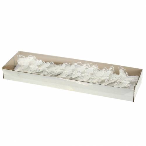 Prodotto Farfalla piuma su clip bianco 10cm 12 p
