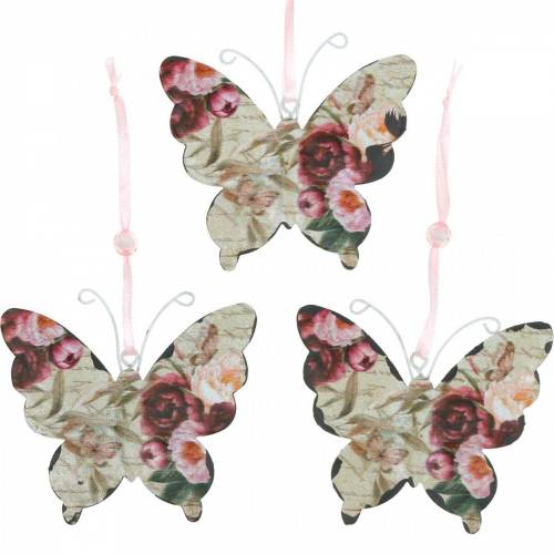 Farfalla per appendere gancio decorativo in metallo 9 cm decorazione primaverile 6 pezzi