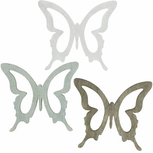 Farfalla 4cm decorazione legno marrone/grigio chiaro/bianco 72p