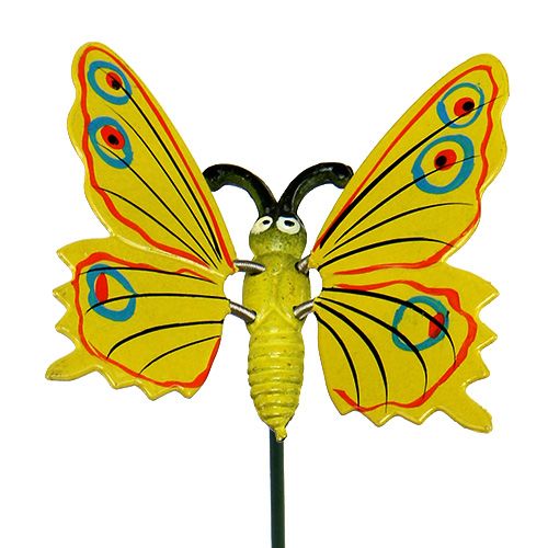 Floristik24 Farfalla su stecco 8cm Giallo
