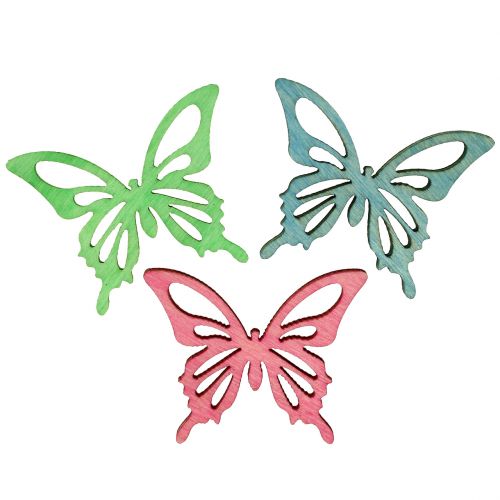 Floristik24 Farfalle Mix Legno Rosa, Verde, Blu 4 cm 72 pz