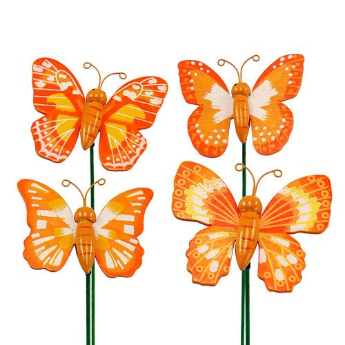 Floristik24 Tappo decorativo Butterfly Orange 6,5cm 24pz