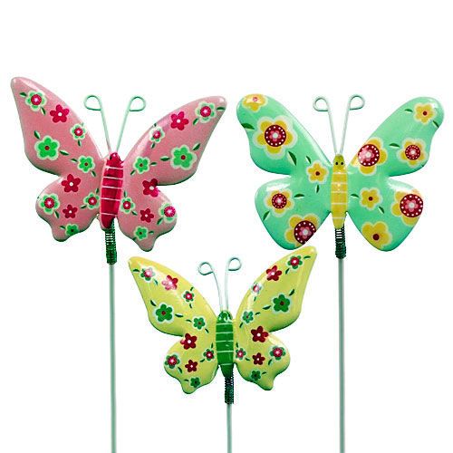 Floristik24 Farfalle con filo di latta colorata 6cmx5cm L24cm