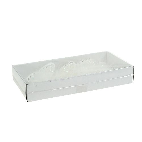 Floristik24 Farfalle bianche 8 cm con mica 6 pezzi