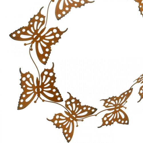 Floristik24 Decorazione farfalla, decorazione primaverile da appendere, anello ghirlanda, patina Ø30cm 2pz