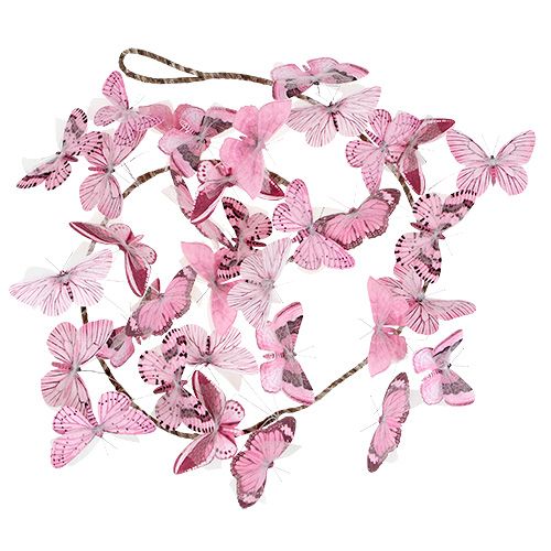Floristik24 Ghirlanda di farfalle rosa 154 cm