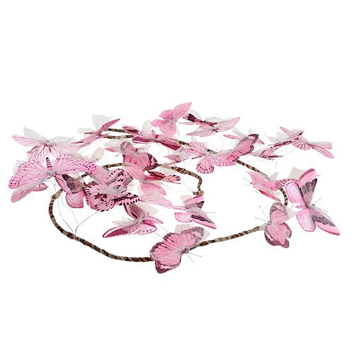 Floristik24 Ghirlanda di farfalle rosa 154 cm