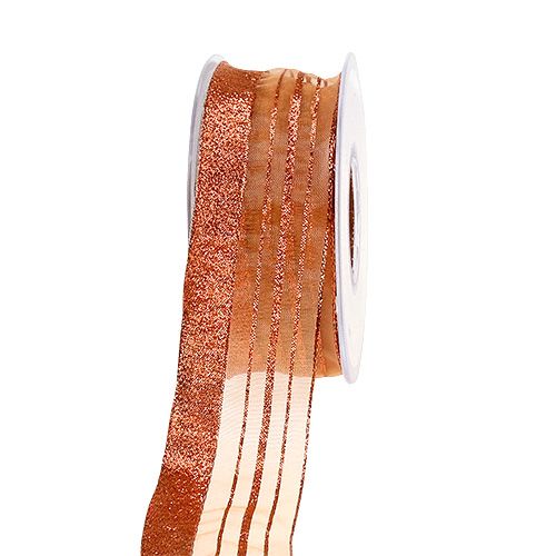 Floristik24 Cordone decorativo con strisce lurex rame 40mm 20m