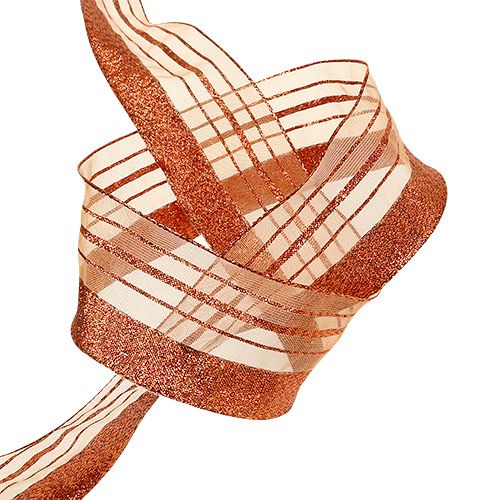 Floristik24 Cordone decorativo con strisce lurex rame 40mm 20m