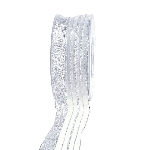 Floristik24 Striscia decorativa in lurex argento 40mm 20m