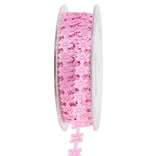 Floristik24 Nastro decorativo con fiore 1 cm rosa 20 m