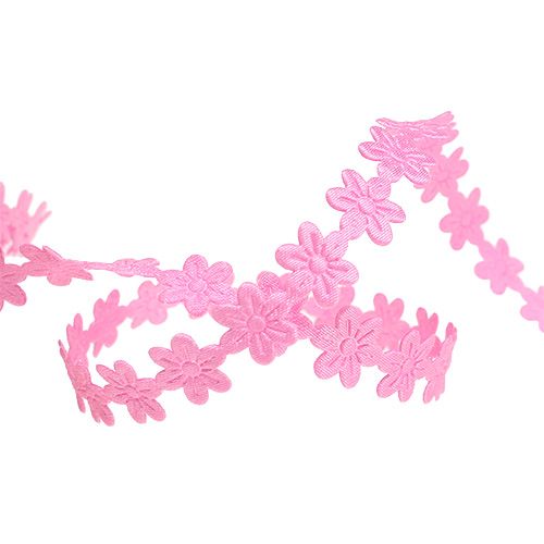 Floristik24 Nastro decorativo con fiore 1 cm rosa 20 m