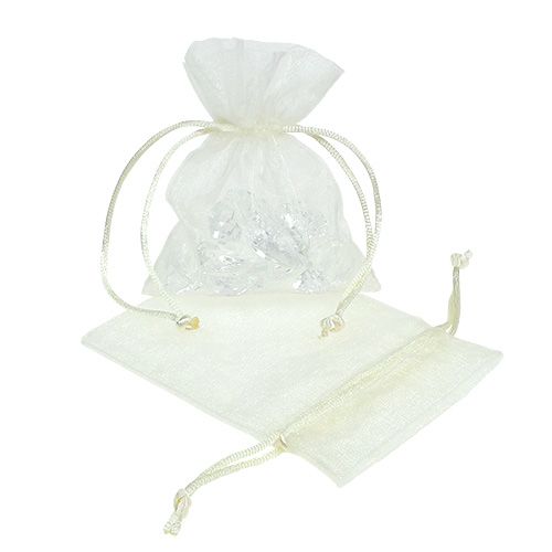 Floristik24 Borsa per gioielli in organza crema 12x9cm 10p