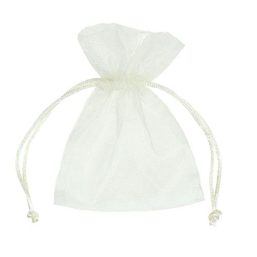 Floristik24 Borsa per gioielli in organza crema 12x9cm 10p