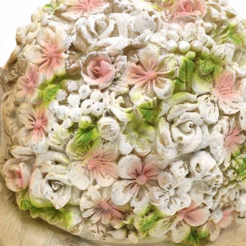 Floristik24 Lumaca con decorazione floreale, animale da giardino, lumaca decorativa, decorazione estiva marrone/rosa/verde H13,5 cm L19 cm
