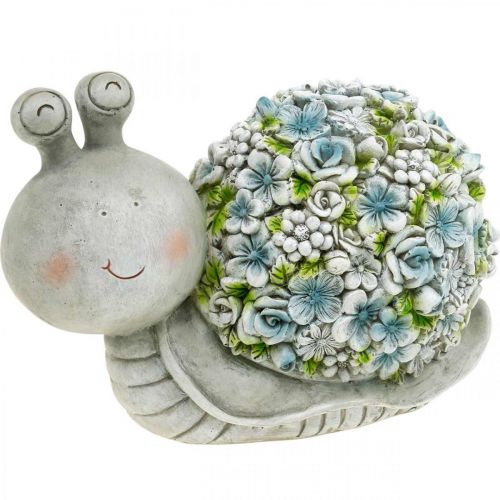 Floristik24 Lumaca animale in fiore con fiori Decorazione primaverile Decorazione da giardino Grigio/Blu/Verde H13,5 cm L19 cm