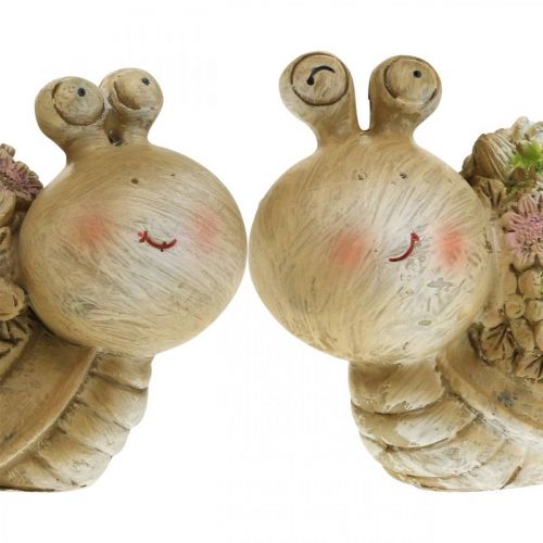 Floristik24 Lumaca con fiori decorazione estiva lumache da giardino marrone/rosa/verde 9,5 cm set da 2