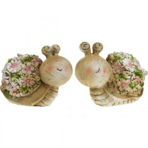 Lumaca con fiori decorazione estiva lumache da giardino marrone/rosa/verde 9,5 cm set da 2