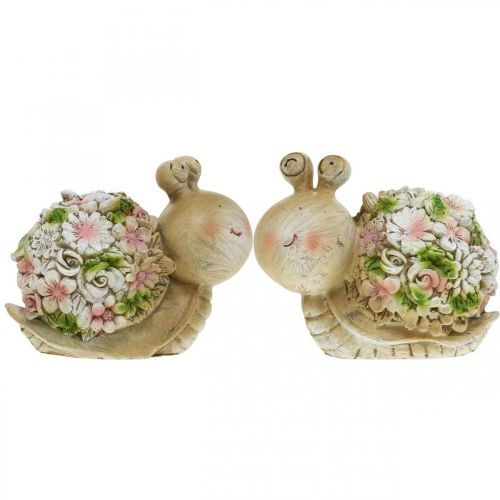 Floristik24 Lumaca con fiori decorazione estiva lumache da giardino marrone/rosa/verde 9,5 cm set da 2