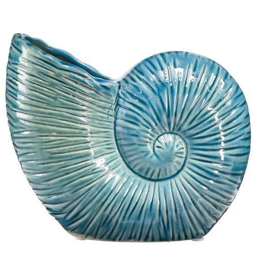 Vaso decorativo lumaca vaso da fiori in ceramica blu L18cm