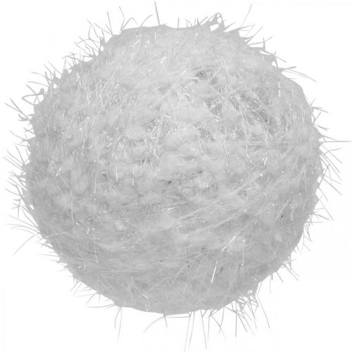 Palla di neve decorazione invernale palla decorativa lana bianca Ø10cm 4pz