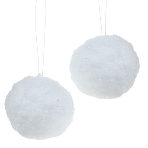 Floristik24 Palla di neve con mica 8 cm 4 pezzi