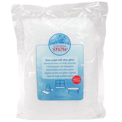 Prodotto Coperta da neve Tappeto da neve in mica con glitter argento 120×80 cm