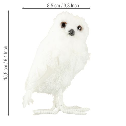 Prodotto Gufo delle nevi decorativo gufo bianco con pelliccia e piume 15,5 cm 2 pezzi