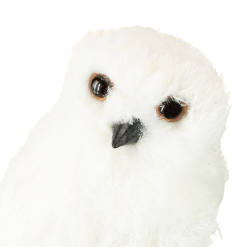 Prodotto Gufo delle nevi decorativo gufo bianco con pelliccia e piume 15,5 cm 2 pezzi