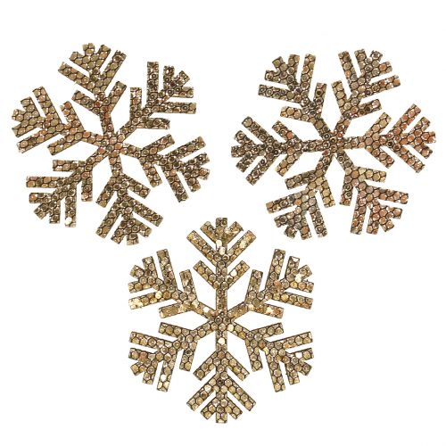 Floristik24 Fiocco di neve Decorazione natalizia in oro Ø4cm 48 pezzi