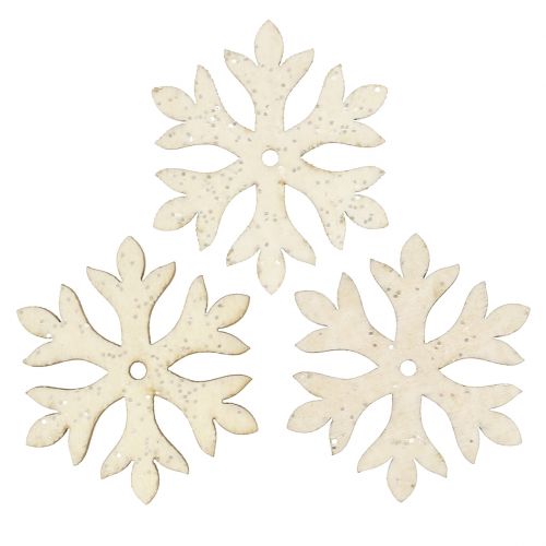 Floristik24 Fiocchi di neve scintillanti in legno Ø4cm 72 pezzi