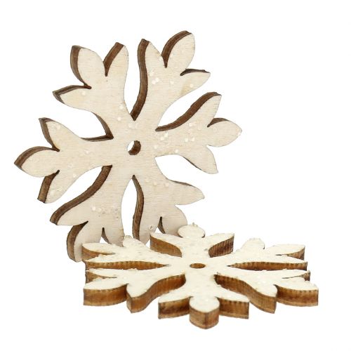 Prodotto Fiocchi di neve scintillanti in legno Ø4cm 72 pezzi